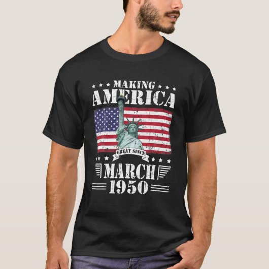 1950年3月以素晴らし降のアメリカの誕生日71 Tシャツ (正面)