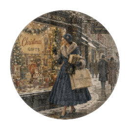 1950年、クリスマスの買い物をする女性 カッティングボード
