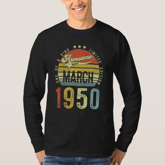 1950素晴らし年3月以来ヴィンテージ72誕生日 Tシャツ (正面)