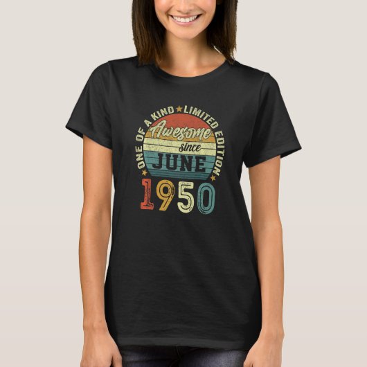 1950素晴らし年6月以来72歳72誕生日 Tシャツ (正面)