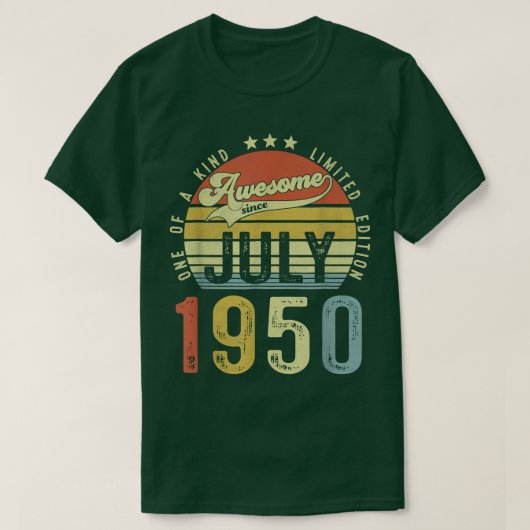 1950素晴らし年7月以来ヴィンテージ72番目の誕生日 Tシャツ (デザイン正面)
