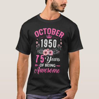 1950素晴らし年75歳から10月75誕生 Tシャツ