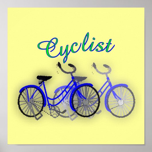 1950自転車水彩画スケッチポスター ポスター (正面)