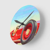 1950赤レーシングカー ラウンド壁時計 (傾斜)