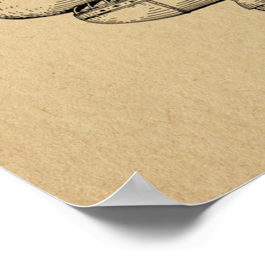 1950飛行船飛行機特許スケッチプリント ポスター (角)