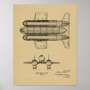 1950飛行船飛行機特許スケッチプリント ポスター