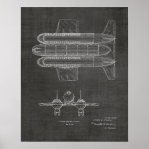 1950飛行船飛行機特許スケッチプリント ポスター