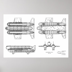 1950飛行船飛行機特許スケッチプリント ポスター