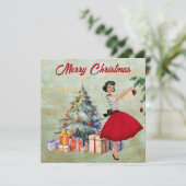 1950 クリスマス ウーマン メリークリスマス カード (スタンド正面)