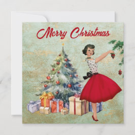 1950 クリスマス ウーマン メリークリスマス カード