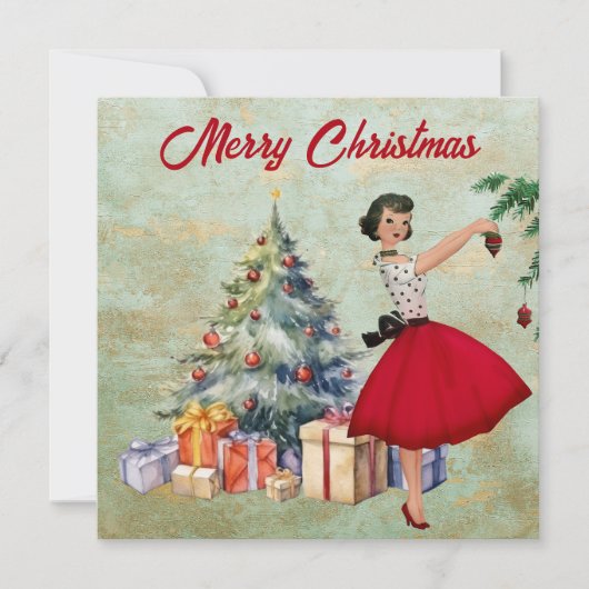 1950 クリスマス ウーマン メリークリスマス カード (正面)