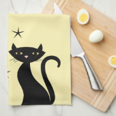 1950-スタイル黒猫 キッチンタオル (四つ折り)