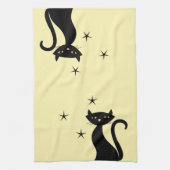 1950-スタイル黒猫 キッチンタオル (縦)