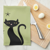 1950-スタイル黒猫 キッチンタオル (四つ折り)