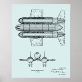 1950 Airship Airplane Patent Art Drawing Print ポスター (正面)