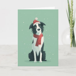 1950 Christmas Border Collie カード