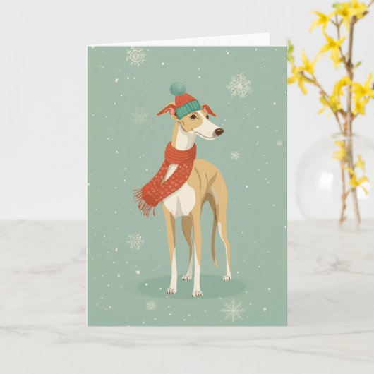 1950 Christmas Greyhound カード (黄色い花)