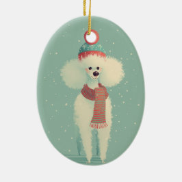1950 Christmas Poodle セラミックオーナメント
