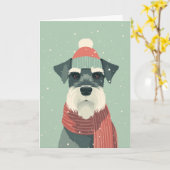 1950 Christmas Schnauzer カード (黄色い花)