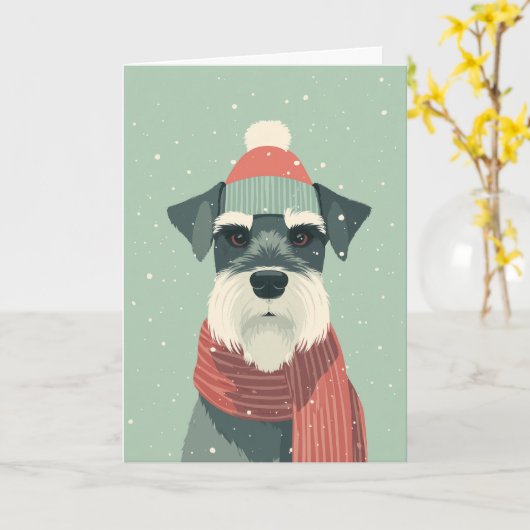 1950 Christmas Schnauzer カード (黄色い花)