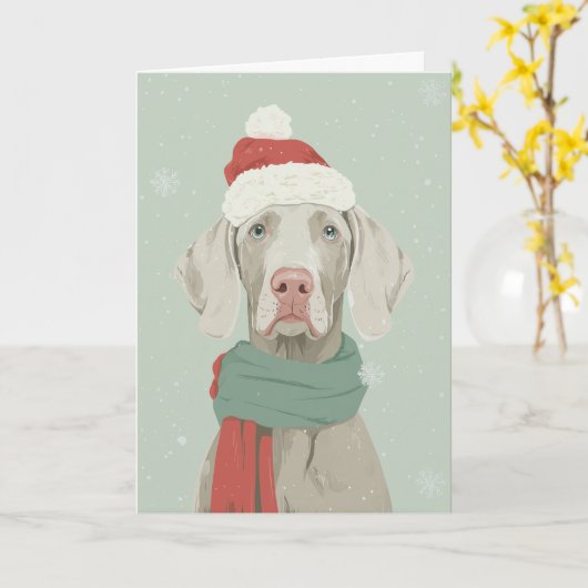 1950 Christmas Weimaraner カード (黄色い花)