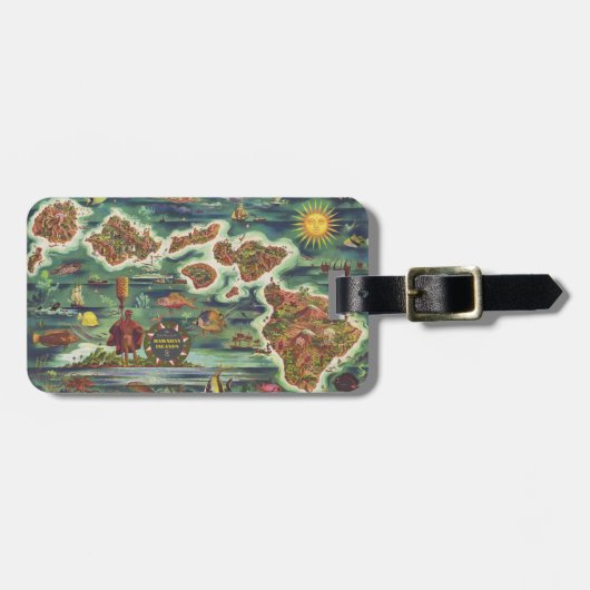 1950 Dole Map of Hawaii Joseph Feher Oil Paint Lug ラゲッジタグ (正面横)