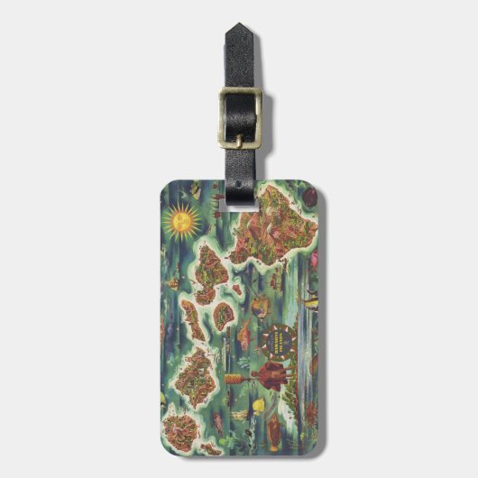 1950 Dole Map of Hawaii Joseph Feher Oil Paint Lug ラゲッジタグ (正面縦)