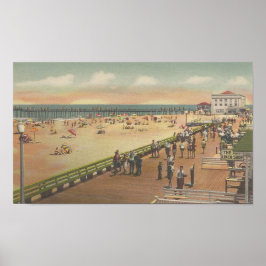 1950 Ocean City, MD Boardwalk, Beach, Fishing Pier ポスター