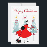1950 Vintage Christmas Lady with Scotish Terror シーズンカード<br><div class="desc">1950年代のクリスマスの様子は、赤いスカートのドレスを着た女性のレトロなアートワークと同じだった。「Happy Christmas」グリーティング文字。</div>