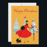 1950 Vintage Christmas Lady with Scotish Terror シーズンカード<br><div class="desc">1950年代のクリスマスの様子は、赤いスカートのドレスを着た女性のレトロなアートワークと同じだった。「Happy Christmas」グリーティング文字。</div>