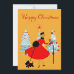 1950 Vintage Christmas Lady with Scotish Terror シーズンカード<br><div class="desc">1950年代のクリスマスの様子は、赤いスカートのドレスを着た女性のレトロなアートワークと同じだった。「Happy Christmas」グリーティング文字。</div>