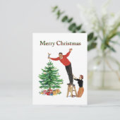 1950 Vintage Couple Merry Christmas シーズンポストカード (スタンド正面)