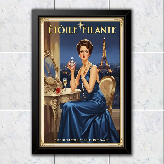 1950 Vintage Étoile Filante Perfume Advertising ポスター