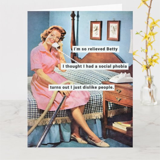 1950sおもしろい主婦 カード (黄色い花)