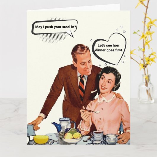 1950sおもしろい主婦 カード (黄色い花)