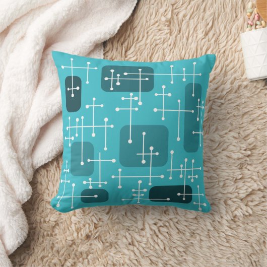 1950sエームズエラアートクロスヘアーズターコイズ クッション (ブランケット)