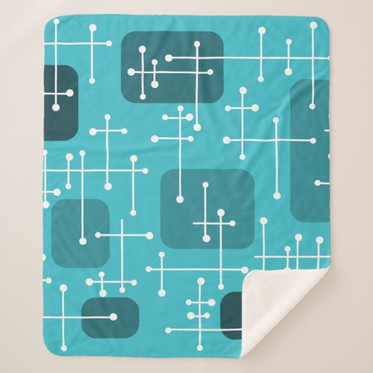1950sエームズエラアートクロスヘアーズターコイズ シェルパブランケット (正面)