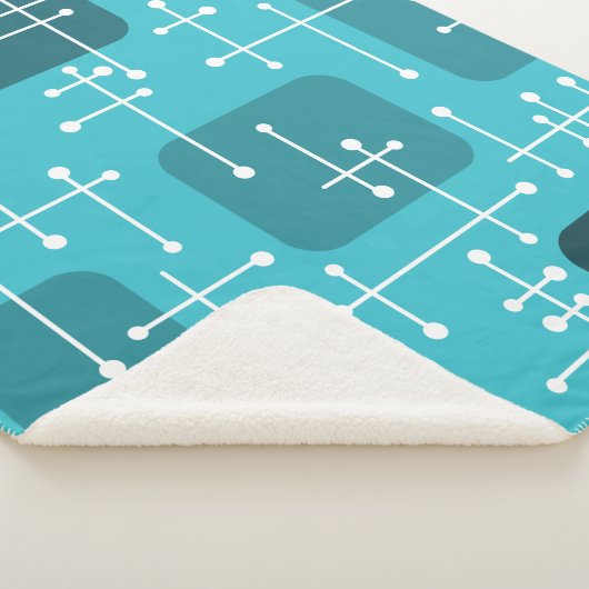 1950sエームズエラアートクロスヘアーズターコイズ シェルパブランケット (3/4)