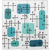 1950sエームズエラアートクロスヘアーズターコイズ シャワーカーテン (正面)