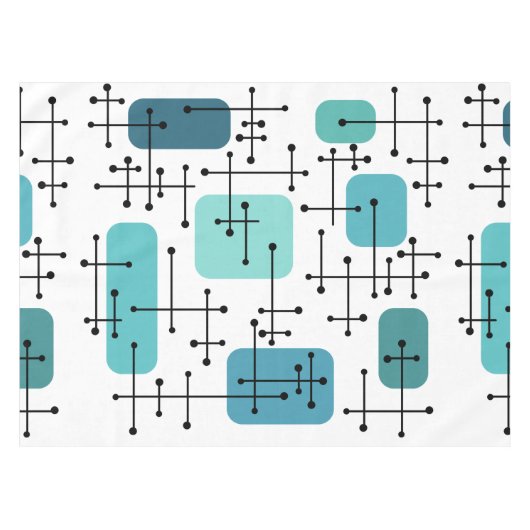 1950sエームズエラアートクロスヘアーズターコイズ テーブルクロス (正面(横))