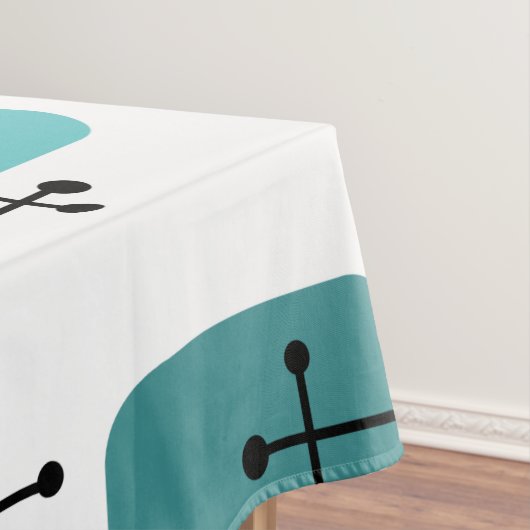 1950sエームズエラアートクロスヘアーズターコイズ テーブルクロス (インサイチュ)