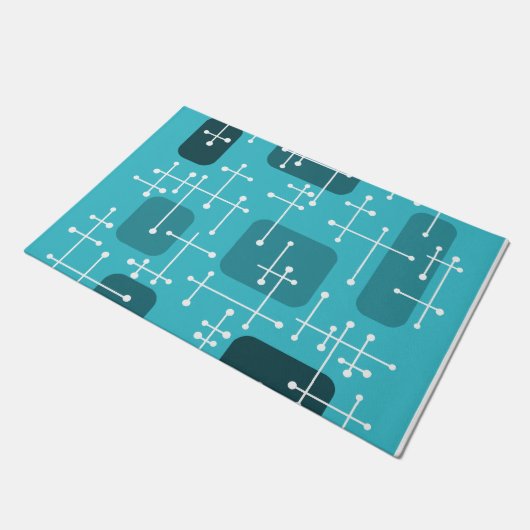 1950sエームズエラアートクロスヘアーズターコイズ ドアマット (アングル)