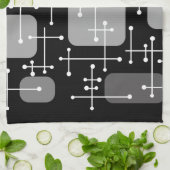 1950sエームズエラアートクロスヘアーズ白黒 キッチンタオル (折り畳み)