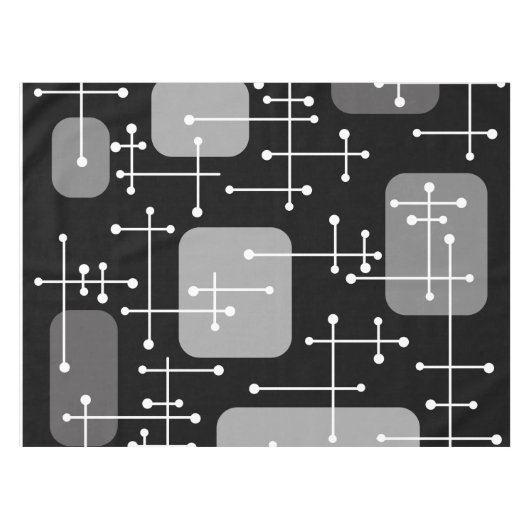 1950sエームズエラアートクロスヘアーズ白黒 テーブルクロス (正面(横))