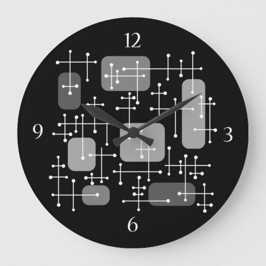 1950sエームズエラアートクロスヘアーズ白黒 ラージ壁時計 (正面)