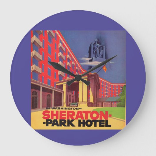 1950sシェラトンパークホテル – ワシントンDC広告 ラージ壁時計 (正面)