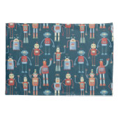 1950sスタイルレトロロボットパターン 枕カバー (裏面-左)