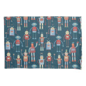 1950sスタイルレトロロボットパターン 枕カバー (正面左)