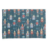 1950sスタイルレトロロボットパターン 枕カバー (正面右)