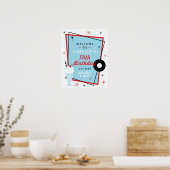 1950sソックホップ誕生日パーティー歓迎サイン ポスター (キッチン)